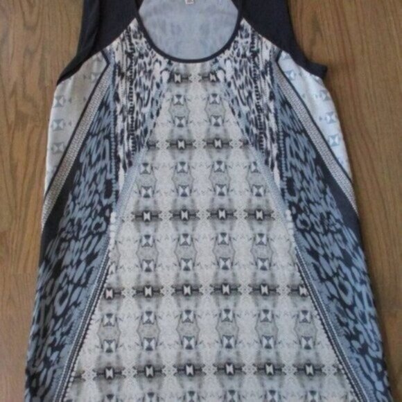 CAbi #253 Mixed Print Blue Gray Tunic Top XS - Picture 4 of 6